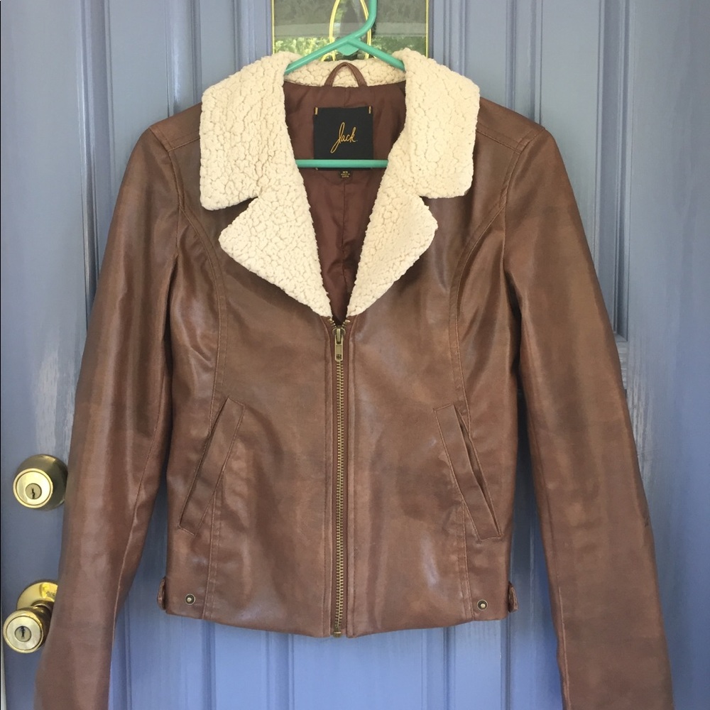 Peyton Sawyer Faux Leather Jacket in Brown XS